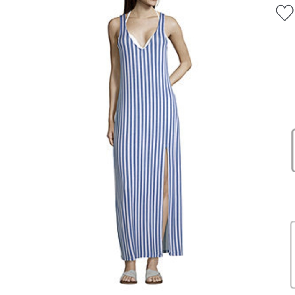 NWT LM Beach striped dress swimsuit cover-up